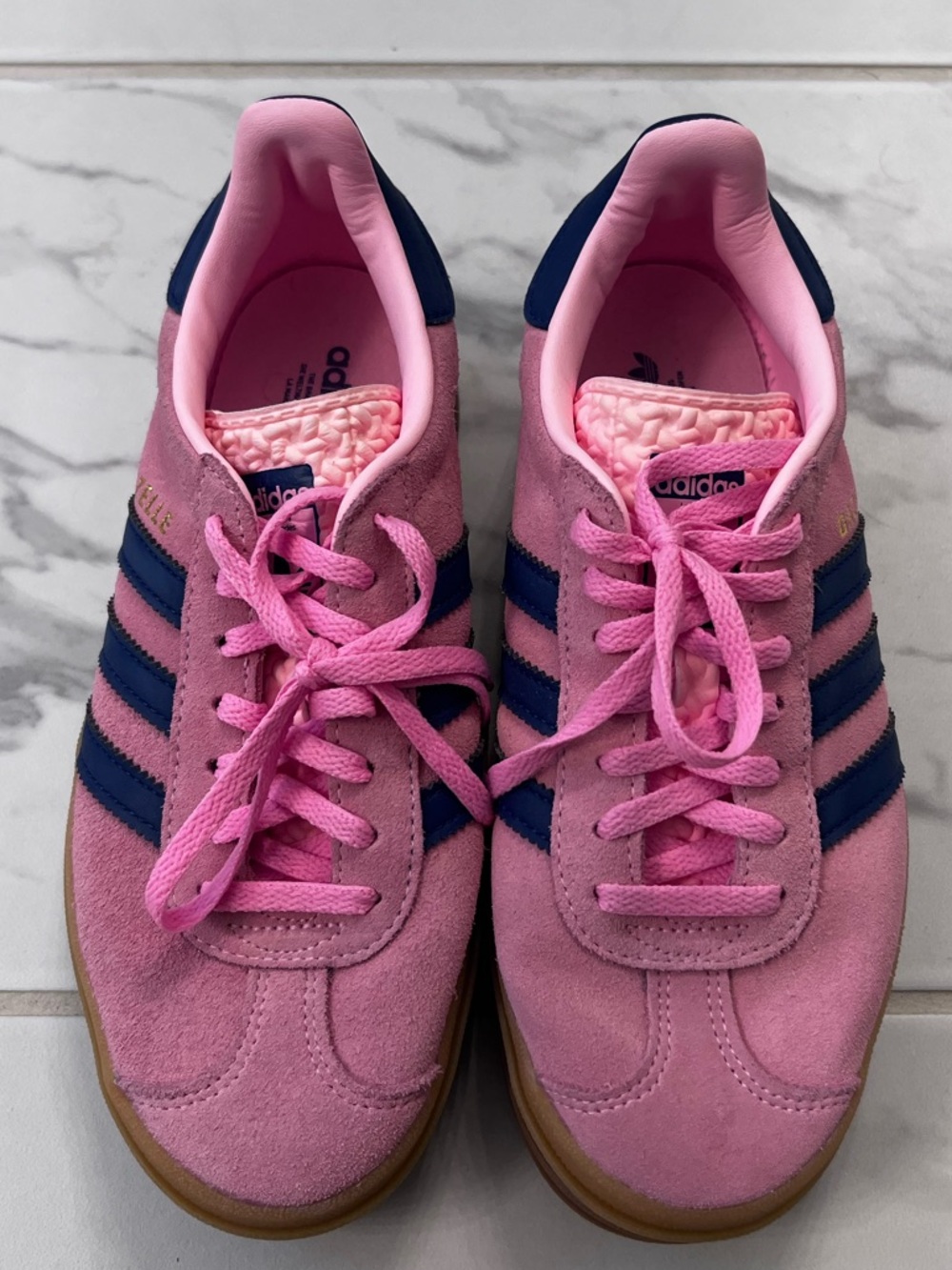 Pink and blue Adidas Gazelle
